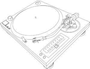 line drawn record player